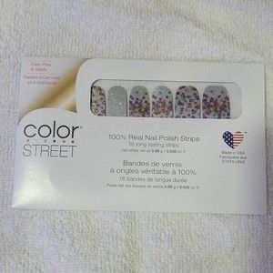New Color Street Silver Glitter and Polka Dots Coloful Nail Strips